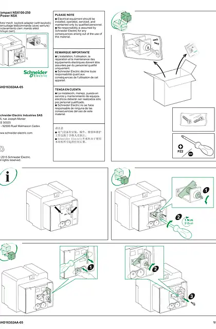 schneider施耐德ComPact NSX100-250_ FPower NSX - Motor mechanical keylock adapter (with keylock) - 说明页